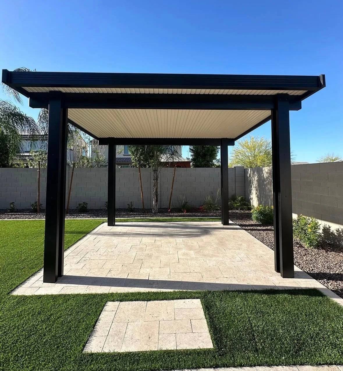Pergola with stepping stones
