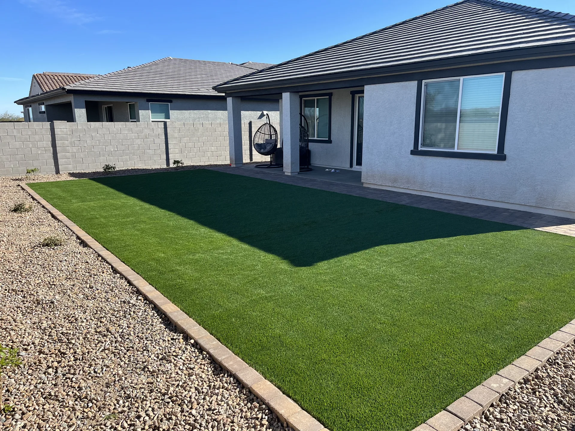 Backyard turf with patio area